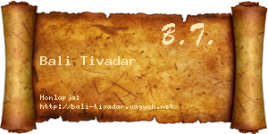 Bali Tivadar névjegykártya