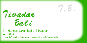 tivadar bali business card